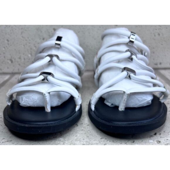 Rebecca Minkoff Sarle White Leather Strappy Sandals Flats Size 7 - Picture 2 of 15